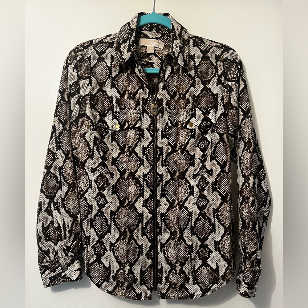 Michael Kors Snakeskin Print zip up blouse - Sz S
